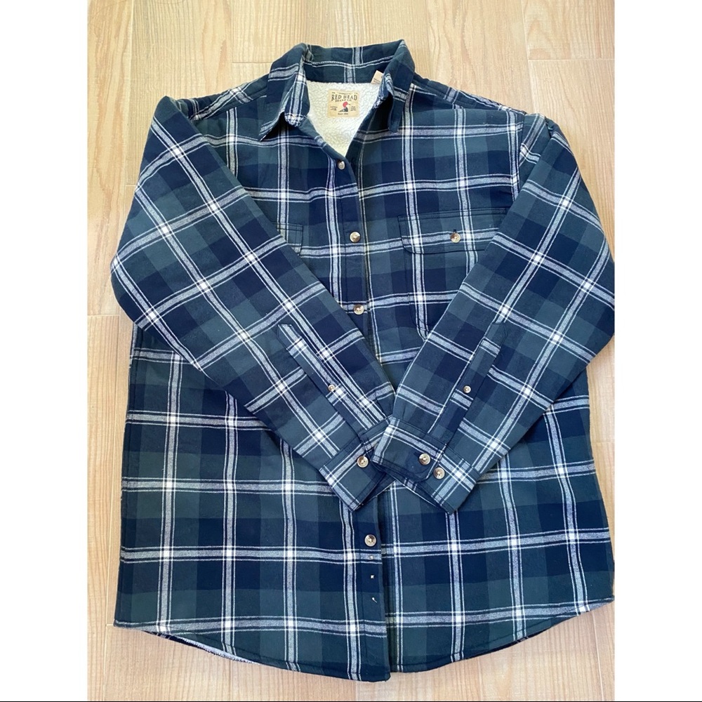 RedHead Men's Navy and White Plaid Button-Down Shirt